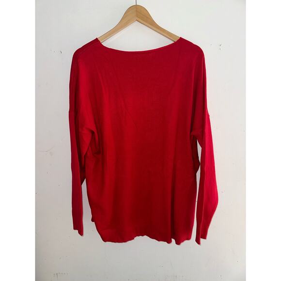 Zenana Cozy Warm Soft Long Sleeve Red V Neck Sweater Size XL NWT New - Picture 2 of 4